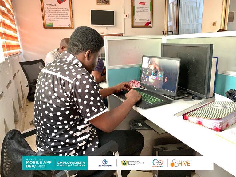 KumasiHive's tweet photo. We continue our monitoring and evaluation visit. We visited some of our interns from our #FreeMobileAppDevelopment with Flutter to interact with them and their supervisors. This was to help us assess their performance.
#HiveTraining #HiveImpact
#Monitoring #Evaluation #PaSE https://t.co/W2d1GSLGNV