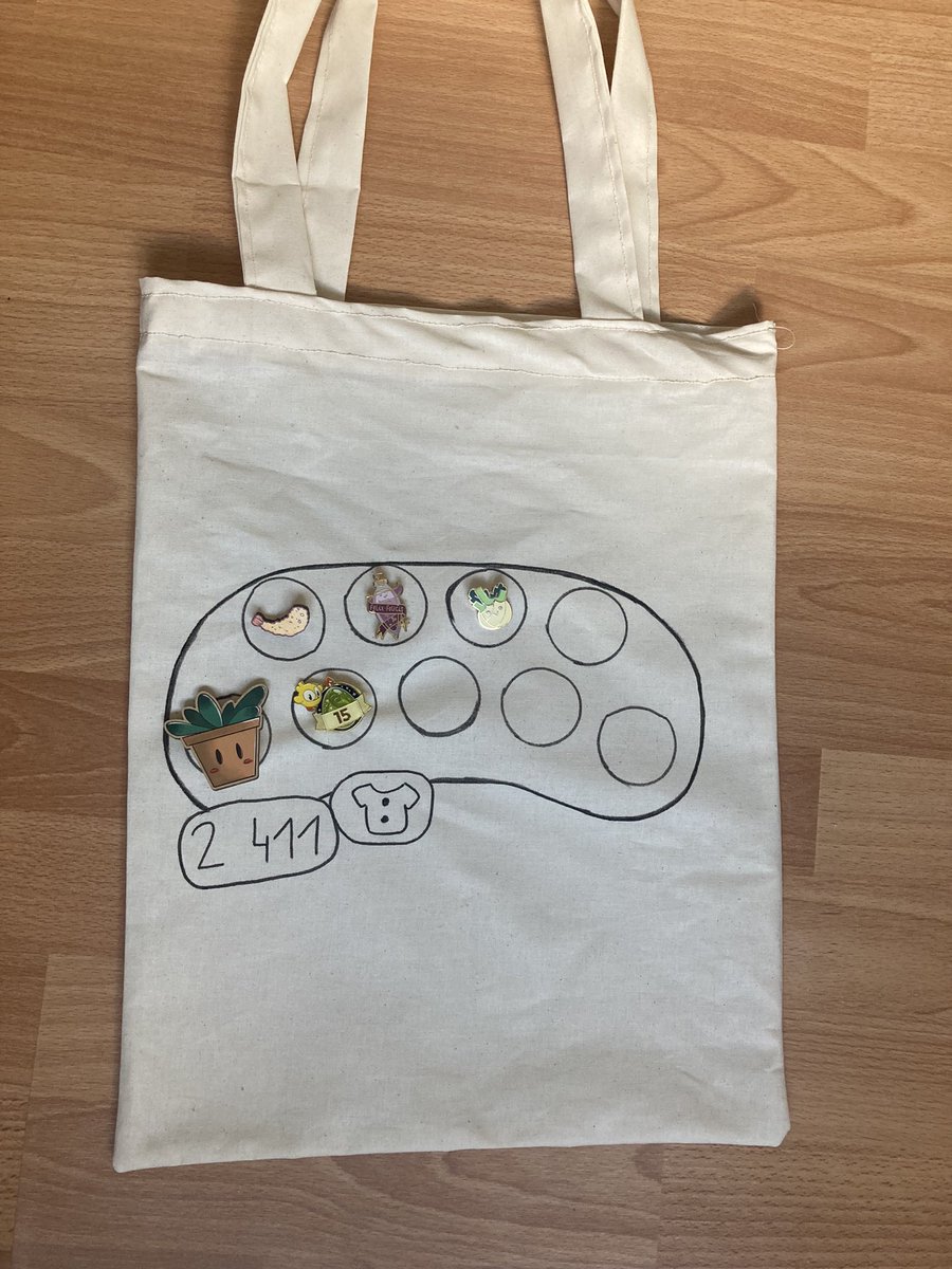 NoiramACNH's tweet photo. Bonswèr, 
Il est pas parfait, mais je me suis enfin confectionner mon tote bag inventaire, afin d’y mettre le peu de jolis pin’s que j’ai. ☺️
#ACNH #AnimalCrossing #AnimalCrossingNewHorizons https://t.co/8stKE2CuSH