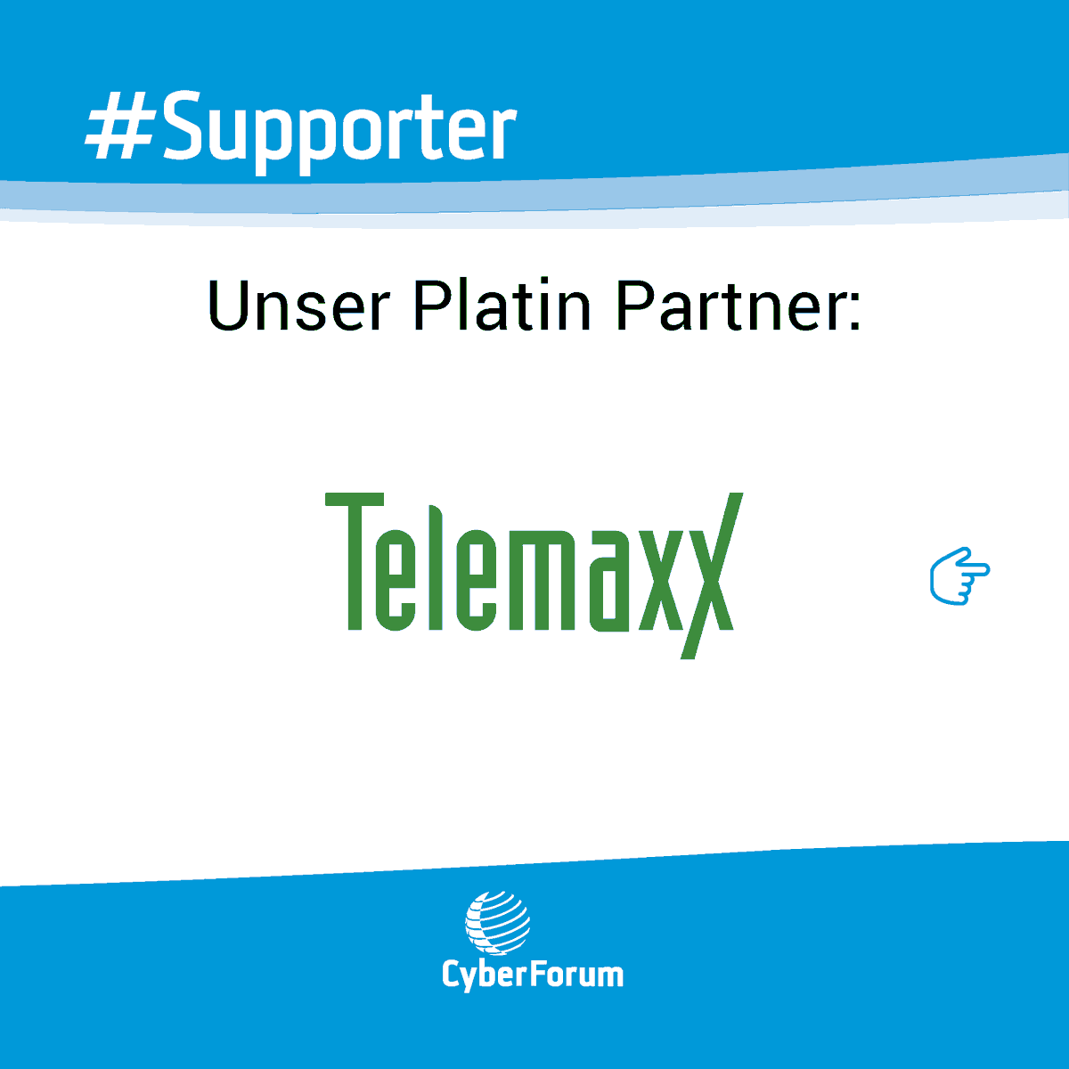 CyberForum's tweet photo. "Wir freuen uns, als langjähriger Platin Partner wieder Teil dieser Plattform zu sein und mit unserer Unterstützung zum Ausbau und zur Stärkung der IT-Region beizutragen."
💙-lichen Dank #TelemaxX 🤝 Wir freuen uns auf ein weiteres Jahr mit euch an unserer Seite! https://t.co/fQzV2Q6a1u