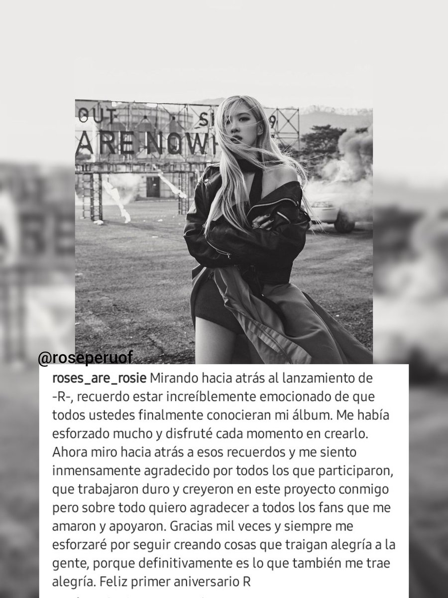 roseperuof's tweet photo. 📸 Instagram | roses_are_rosie
"Quiero agradecer a todos mis fans que amaron y apoyaron"
Feliz primer aniversario. R
🔗https://t.co/ZqKLohh75U
#OneYearWithR #ROSÉ #로제 https://t.co/w6VA3UGHxR