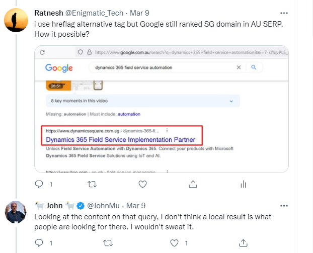 Enigmatic_Tech's tweet photo. @b4k_khushal @lilyraynyc @SEOAware Looking at the content on that query, I don't think a local result is what people are looking for there. I wouldn't sweat it. By @JohnMu https://t.co/RPxtWd37nI