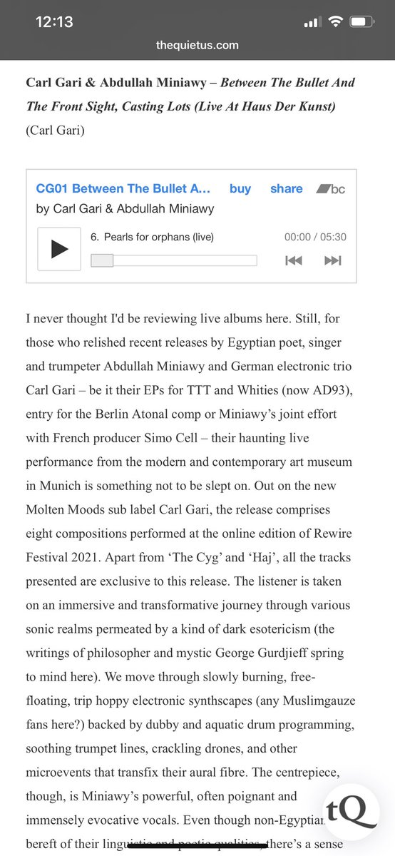 Review via @theQuietus 

<a href="/MoltenMoods/">Molten Moods</a> <a href="/JonasYamer/">Jonas Yamer</a> <a href="/miniawyabdullah/">Abdullah Miniawy</a> @jonasfriedlich