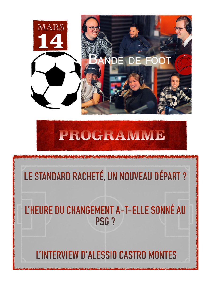 bandedefoot's tweet photo. Bande de foot ce soir à 18H

#programme #bandedefoot #equinoxe #radio #belgique #football #footballnews #debat #emission https://t.co/1tAwG1FsQ3