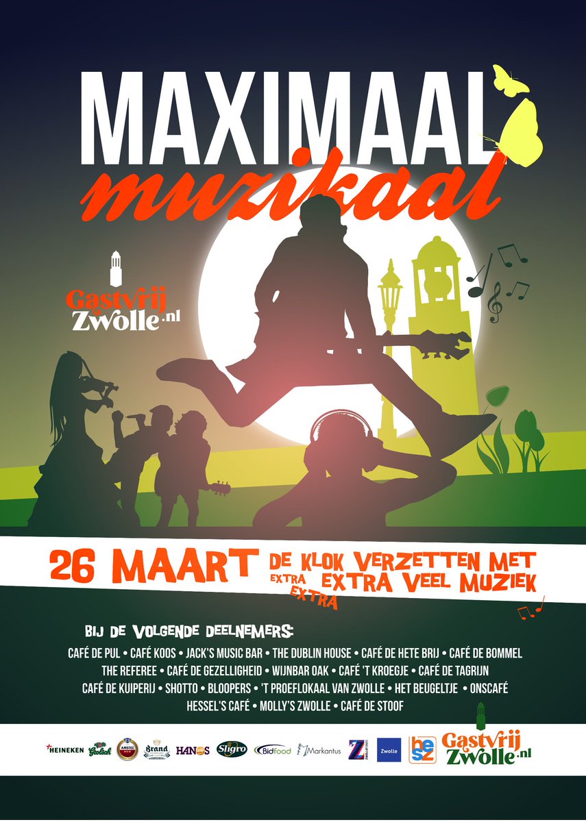 Op zaterdag 26 maart wordt ons weer een uur afgepakt, blijft er dan helemaal niets meer over?

Haal in ieder geval het maximale eruit tijdens Maximaal Muzikaal in Zwolle - een evenement van Gastvrij Zwolle. ⬇️

#muziek #zomertijd #zwolle