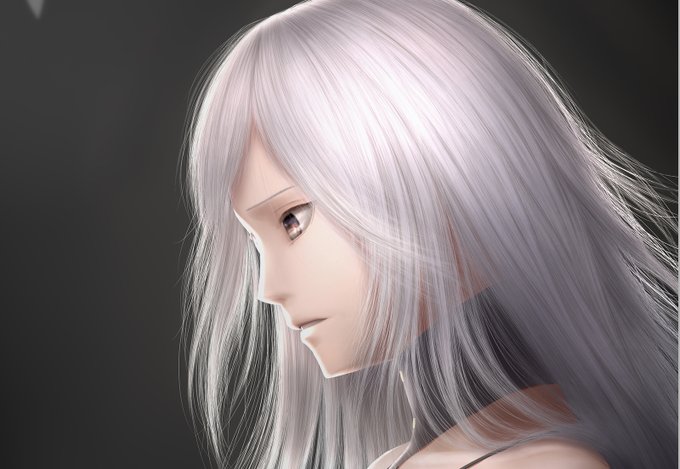 いい感じに髪の毛描けた 
#ホワイトデーは銀髪白髪を愛でる日 
#リィンカネ #ニーア 