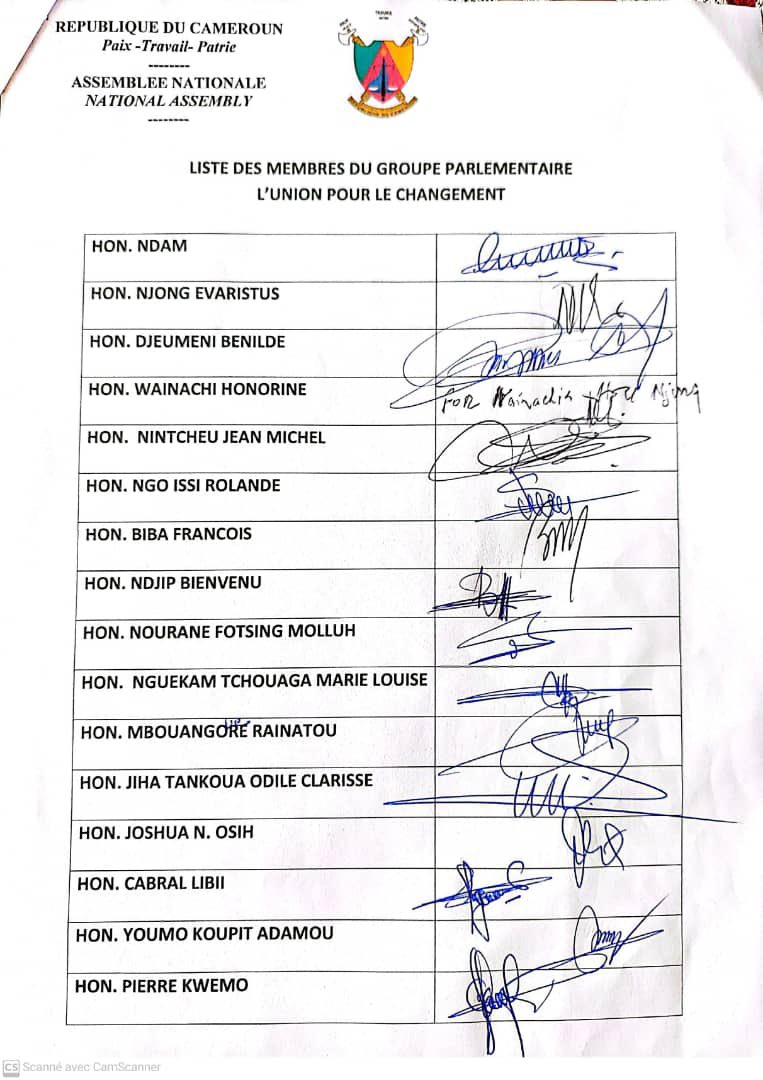 JoshuaOsih's tweet photo. Union pour le Changement - avec le PCRN, l'UDC et l'UMS, le SDF - a déposé ce jour une déclaration publique de formation d'un groupe parlementaire à l'Assemblée Nationale. La patrie d'abord ! https://t.co/jyOR33qjtY