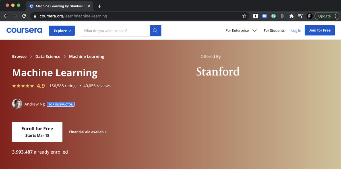 A couple of good resources to learn machine learning:

• Machine Learning Crash Course (Google)
• Machine Learning (Coursera)

Take them in order. They are both free. They are both fantastic.

(Before you embark on this journey, make sure you feel comfortable writing Python.)