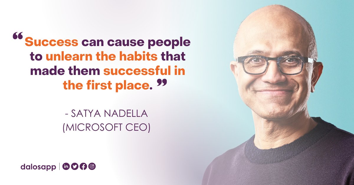 dalosapp's tweet photo. βSuccess can cause people to unlearn the habits that made them successful in the first place.β
β #SatyaNadella, (Microsoft CEO)
Get expert advice for your business. Invest in its growth and development.
We wish you a Happy Monday & an Amazing Week.
#dalosapp #revenuegrowth #c https://t.co/lsaKY0unhU