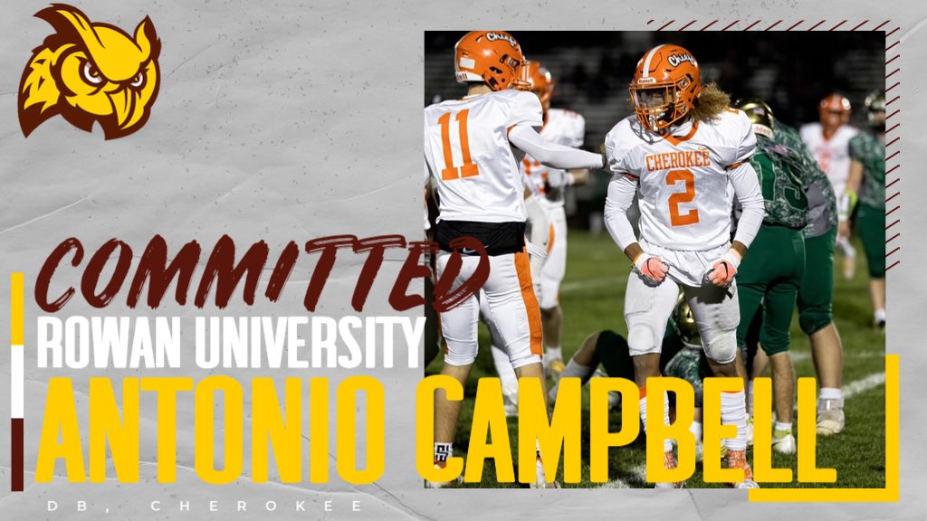Rowan_Football's tweet photo. Welcome Antonio Campbell, DB Cherokee! #goprofs https://t.co/jMSqqLmYIQ