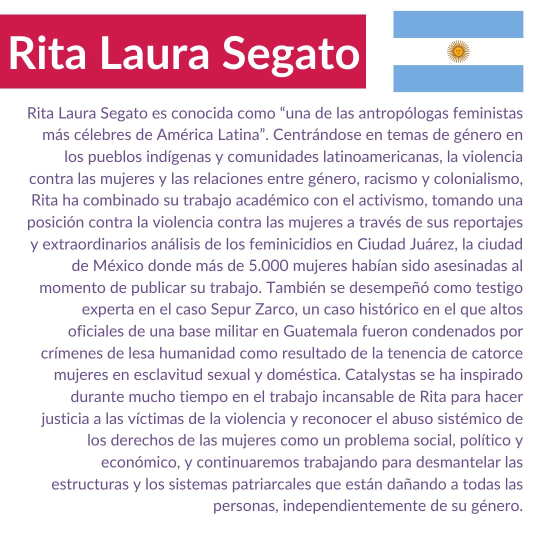 CatalystasC's tweet photo. Rita Segato, feminist anthropologist and activist, focuses on gender in indigenous villages and Latin American communities, violence against women, and the relationships between gender, racism, and colonialism. #Argentina #WomensHistoryMonth https://t.co/iJmdo5whF0