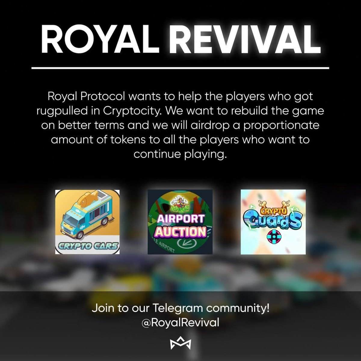 We are happy to announce that we have surpassed our goal of 1,000 Petitions for Royal Rebuild.

The team will be meeting about Royal Rebuild and what we think is a good starting plan for a game.

#Game #defigame #ROY  #softwarecompany  #cryptocurrency #crypto #Game-Fi #Rebuild