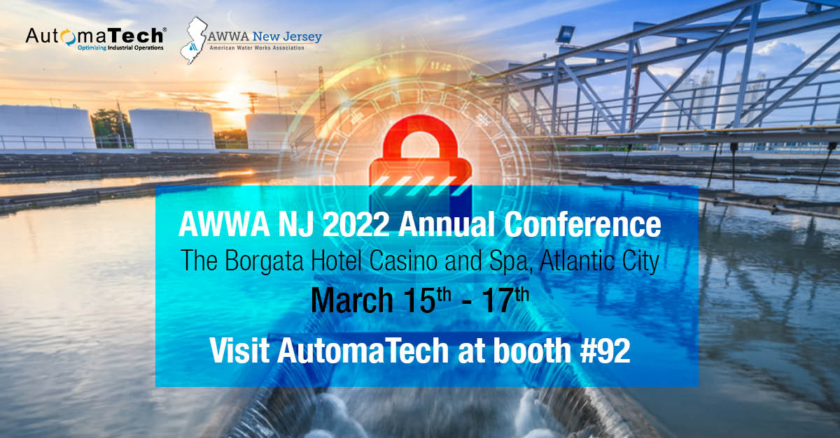 AutomaTech_Inc's tweet photo. Visit us at booth #92 at the annual NJ American Water Works Association Conference tomorrow through Thursday. For more information, visit: https://t.co/si85sUVCHG

#AWWA #NJAWWA #water #wastewater #automationsolutions https://t.co/bgZ9wWnNjx