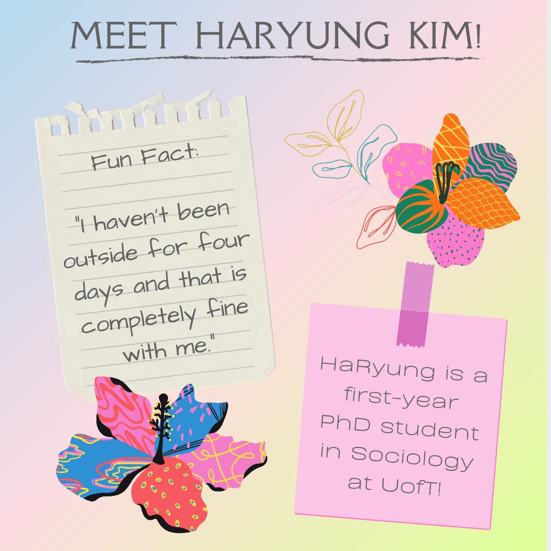 queercovid's tweet photo. HaRyung Kim (she/her) is a qualitative research assistant for the QueerCOVID Toronto project. She is a first-year PhD student at the University of Toronto in Sociology. Her research interests include gender, state violence, and postcolonialism. https://t.co/G8WAZxqo0s
