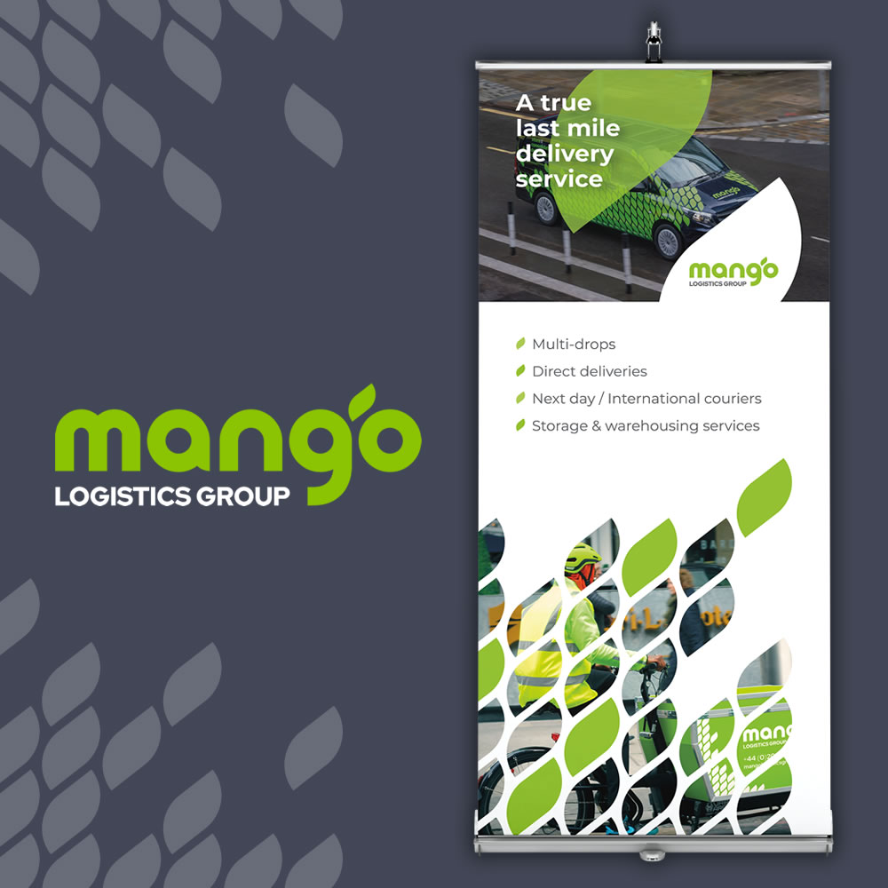 BlueHouseDesign's tweet photo. 🥭 With events returning we are getting a lot of requests to design pull-up banners right now. Mango Logistics commissioned this fresh design, a fun brand to work with 🎉
.
.
.
.
#graphicdesign #exhibitiongraphics #pullupbanner #rollupbanner #posterdesign #sea-kit #designagency https://t.co/fAWZTnzVYv