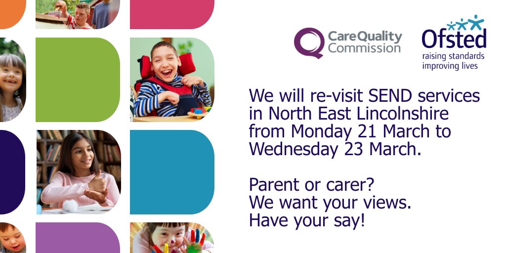 Parent or carer of a child with #SEND in North East Lincolnshire? Fill in the survey: ow.ly/PmzC50IcEGq or contact your local Parent Carer Forum to find out how you can contribute your views. Please check your council website for more details. <a href="/CQCpressoffice/">CQC Press Office</a>