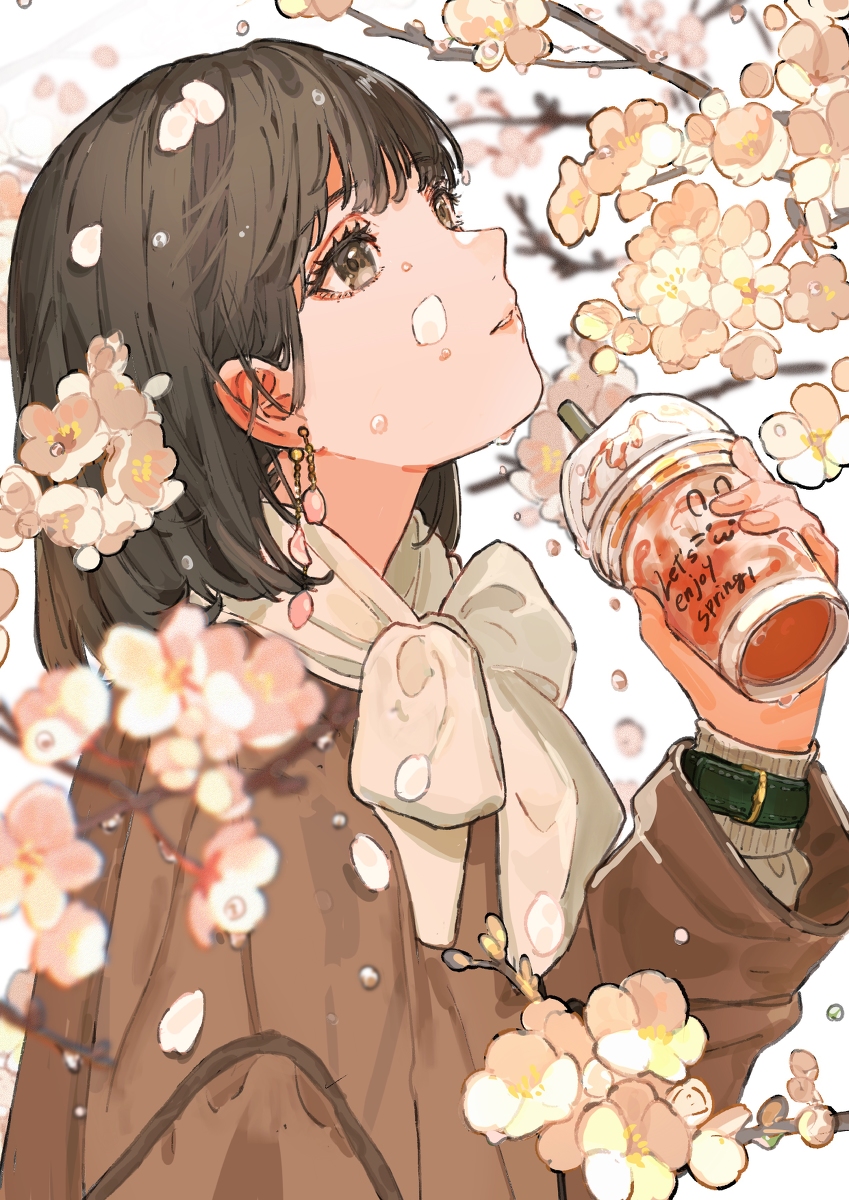 ピンク ボンネット 手描きイラスト オリジナル 女の子 春 原画 着物 けもみみ 桜 創作 ピンク ボンネット 手描きイラスト オリジナル 女の子 春 原画 着物 けもみみ 桜 創作
