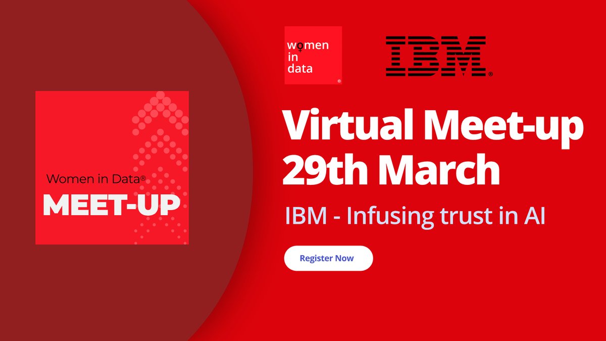 Women_In_Data's tweet photo. Infusing trust in AI – Virtual Meet-up – Tuesday 29th March at 4pm. Join two of @IBM's incredible champions of Trust in AI at this virtual event. Click for more information and to register your place.
https://t.co/keV0bf9sMg
#WomeninData #DataMeet #MeetUp #DataCareers #JobsinData https://t.co/fErCg6y1Ve