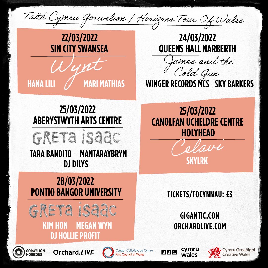 Horizons / Gorwelion (@horizonscymru) on Twitter photo “Taith Cymru Gorwelion 🏴
Horizons Tour of Wales”
Calling at: <a href="/SinCitySwansea/">Sin City Swansea</a> <a href="/QueensHallNarbs/">Queens Hall Narberth</a> <a href="/aberystwytharts/">Canolfan y Celfyddydau Aberystwyth Arts Centre</a> <a href="/CanUcheldreCtr/">Ucheldre Holyhead</a> <a href="/PontioTweets/">PontioTweets</a>
Supported by @welshgocreative <a href="/BBCWales/">BBC Wales 🏴</a> <a href="/Arts_Wales_/">Cyngor Celfyddydau Cymru | Arts Council of Wales</a> <a href="/Orchard_live/">Orchard Live</a>
🎟 bit.ly/horizons-2022 “Taith Cymru Gorwelion 🏴
Horizons Tour of Wales”
Calling at: <a href="/SinCitySwansea/">Sin City Swansea</a> <a href="/QueensHallNarbs/">Queens Hall Narberth</a> <a href="/aberystwytharts/">Canolfan y Celfyddydau Aberystwyth Arts Centre</a> <a href="/CanUcheldreCtr/">Ucheldre Holyhead</a> <a href="/PontioTweets/">PontioTweets</a>
Supported by @welshgocreative <a href="/BBCWales/">BBC Wales 🏴</a> <a href="/Arts_Wales_/">Cyngor Celfyddydau Cymru | Arts Council of Wales</a> <a href="/Orchard_live/">Orchard Live</a>
🎟 bit.ly/horizons-2022