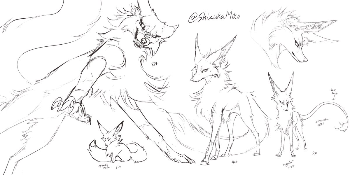 some fursona sketches featuring my kitsune! :3 