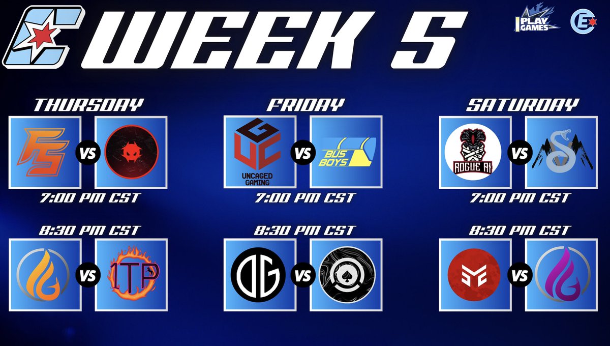 CODgallery's tweet photo. Week 5 scheduled matchups https://t.co/3OSajjlhyC