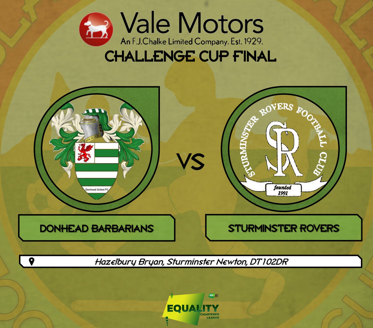 ⚽ 𝗠𝗔𝗧𝗖𝗛 𝗣𝗥𝗘𝗩𝗜𝗘𝗪𝗦 ⚽
🗓 𝗦𝘂𝗻𝗱𝗮𝘆 𝟴𝘁𝗵 𝗠𝗮𝘆 𝟮𝟬𝟮𝟮

🏆 @FJChalke Challenge Cup Final
📍 Donhead Barbarians vs <a href="/SturRovers/">Sturminster Rovers</a> 
🧭 To be played at Hazelbury Bryan.

🏆 <a href="/KellawayBS/">Kellaway BS</a> Division One
📍 Hazelbury Hornet vs TGR

#BVFL #Grassroots #KickItOutGeneration