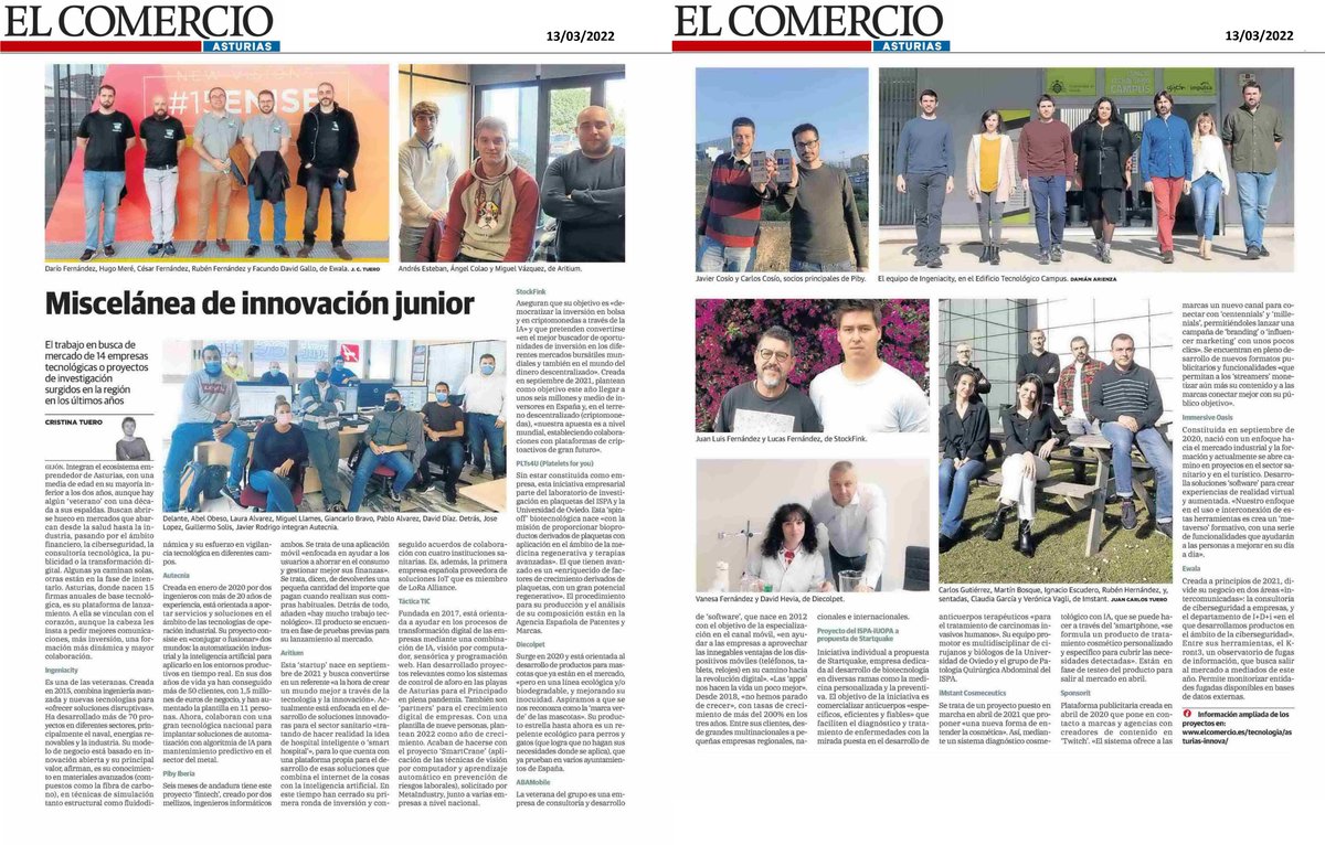 ceeiasturias's tweet image. Este fin de semana en #AsturiasINNOVA+ del diario 📰 El Comercio, los candidatos a los pasados #PremiosRADAR 🏆 del @CEEIAsturias, @SCTAsturias  e @IDEPAsturias. 👏☺
#empresas #emprendimiento #startups #innovación
👀👉 elcomercio.es/tecnologia/ast…