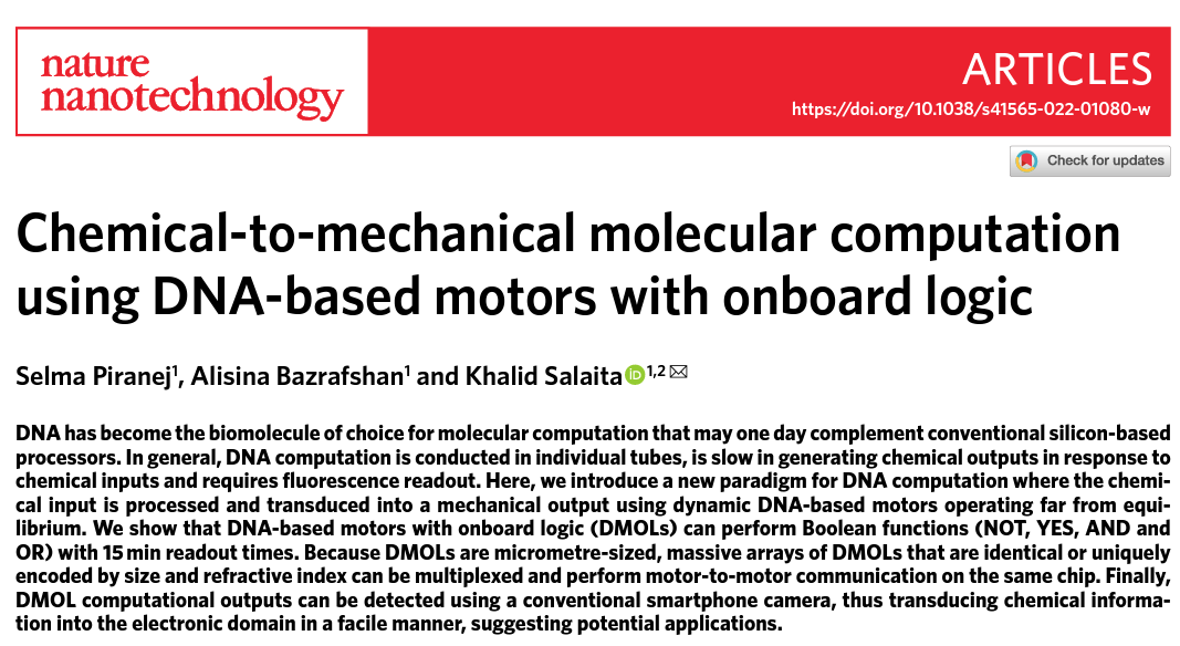 Khalid Salaita (@k_salaita) on Twitter photo Finally the world of #DNA computation and #smartphones meet! In this paper, we present DMOLs: DNA motors with onboard logic gates rdcu.be/cJ2J5. Congratulations to <a href="/Selma_Pi/">Selma</a> and <a href="/Alisinab/">Alisina Bazrafshan</a> #Salaitalabnews <a href="/EmoryChem/">Emory Chemistry</a> <a href="/EmoryUniversity/">Emory University</a> Finally the world of #DNA computation and #smartphones meet! In this paper, we present DMOLs: DNA motors with onboard logic gates rdcu.be/cJ2J5. Congratulations to <a href="/Selma_Pi/">Selma</a> and <a href="/Alisinab/">Alisina Bazrafshan</a> #Salaitalabnews <a href="/EmoryChem/">Emory Chemistry</a> <a href="/EmoryUniversity/">Emory University</a>