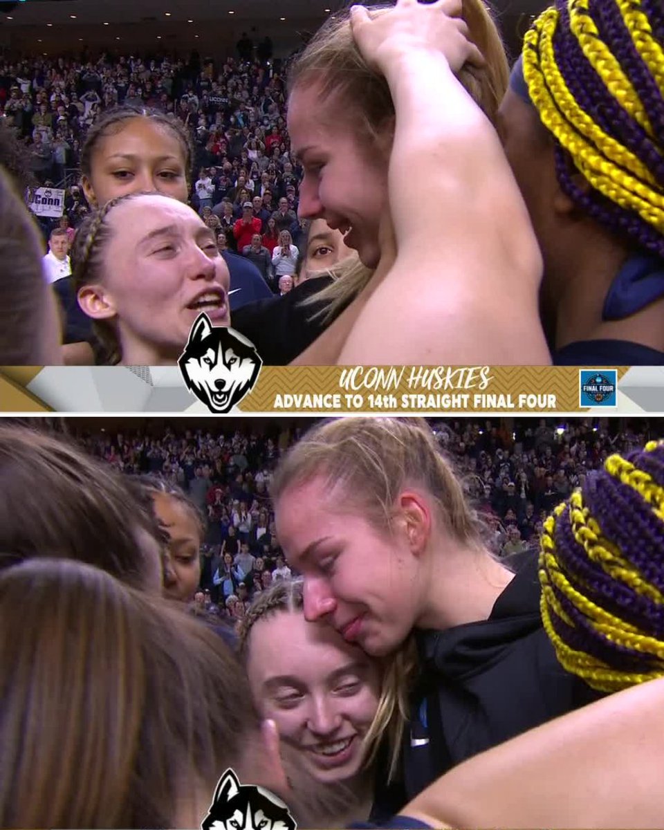 Paige Bueckers and UConn celebrating with teammate Dorka Juhász, who went down with a serious injury earlier in the game ❤️