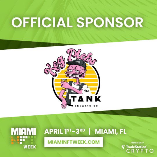 #MiamiNFTWeek is pleased to announce our official sponsor - @TheTankBrewing - a homegrown passion for brewing honest, expertly-crafted artisanal beer using only the finest ingredients from mash to tap. thetankbrewing.com