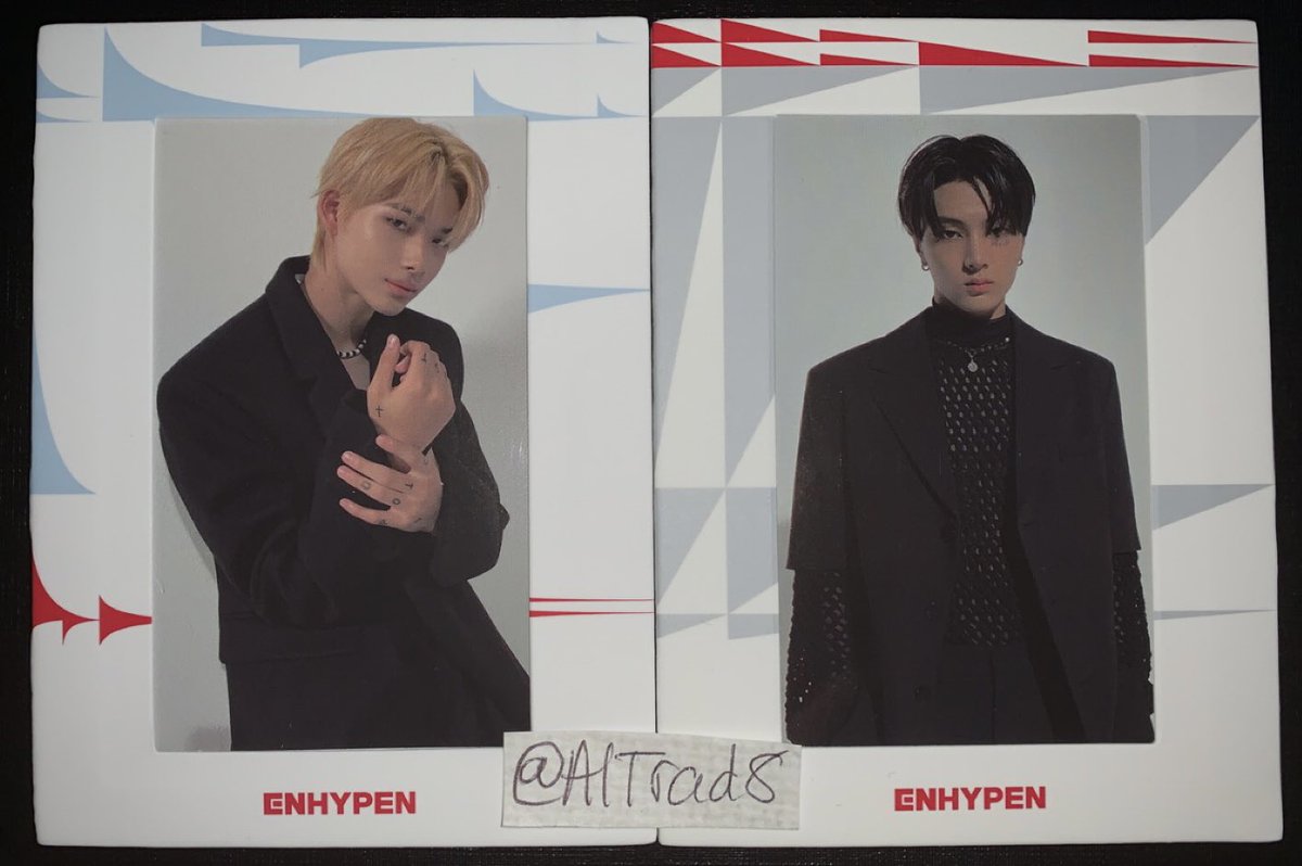 AlTrad8's tweet photo. ENHYPEN
Album: DIMENSION: ANSWER
Have: Jay PC (NO Ver), Ni-ki &amp; Jay Weverse POB
Want: Jake Equivalents (+ also Sunghoon for POB)
Location: UK
WW: Yes

#WTT #ENHYPEN #DIMENSION_ANSWER #Jake #Jay #Ni_ki #Sunghoon @enhatradez @TXTENHYPENtrade @kpopthriftshop @photocard_kpop https://t.co/QqvqRlIWTP
