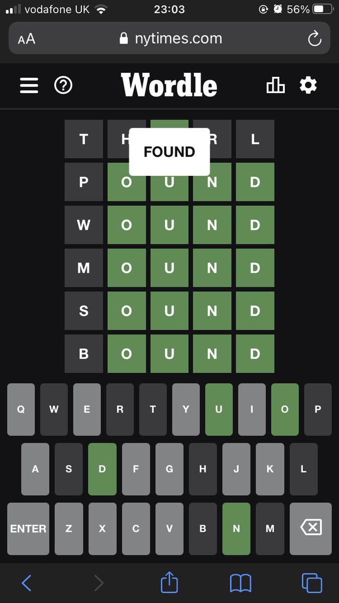 is wordle taking the piss????? 

also its 11pm ur not allowed to complain if its ruined for u