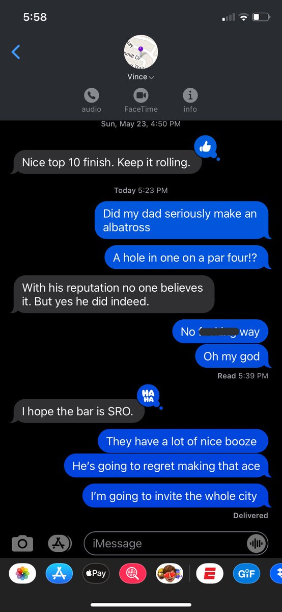 So my dad just aced the 12th at Sawgrass. Apparently there’s footage already on Facebook… but has been confirmed by his college roommate. Anyone near TPC should come have one on Dan!