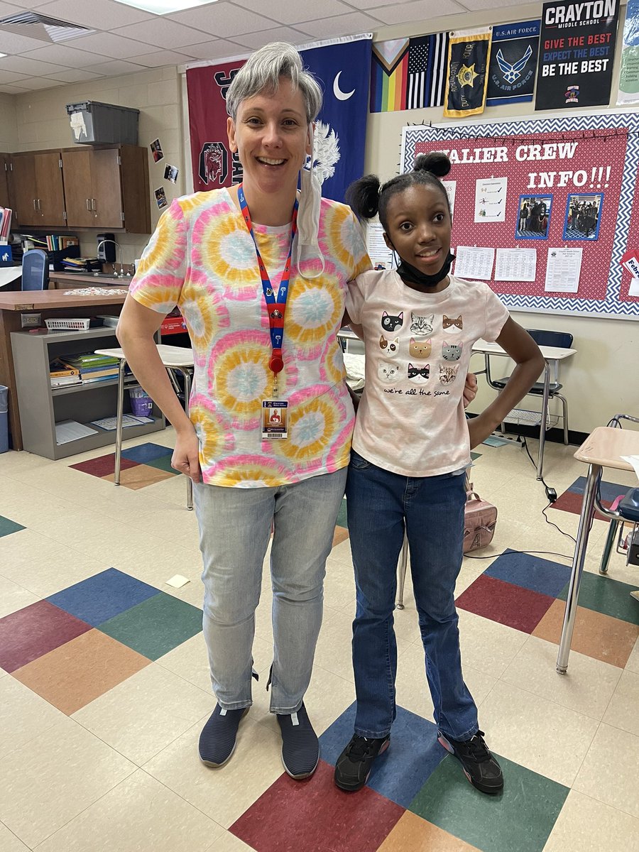 SeeTheAble1's tweet photo. We had such a fun day celebrating our Unified athlete, #Camryn, on Neon/TieDye day!!! #SpiritWeek #SCUnified #R1Unified @CraytonMiddle @CathleenLacey @HarrCenterStage @Rosita1322 https://t.co/OkeeypItSR