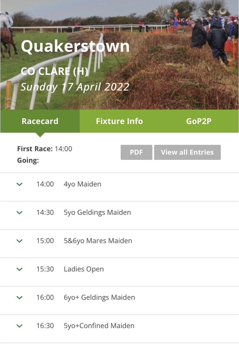 Easter Sunday 17th April - <a href="/QuakerstownPtoP/">QuakerstownBellharbourP2P</a> &amp; family fun day in association with <a href="/REDMILLSHorse/">Connolly's RED MILLS</a> - first race 2pm under auspices of <a href="/HuntCo/">Co Clare Hunt</a> - don’t miss out on all the action, excitement &amp; entertainment! <a href="/irishp2p/">p2p.ie</a> #GoPointing