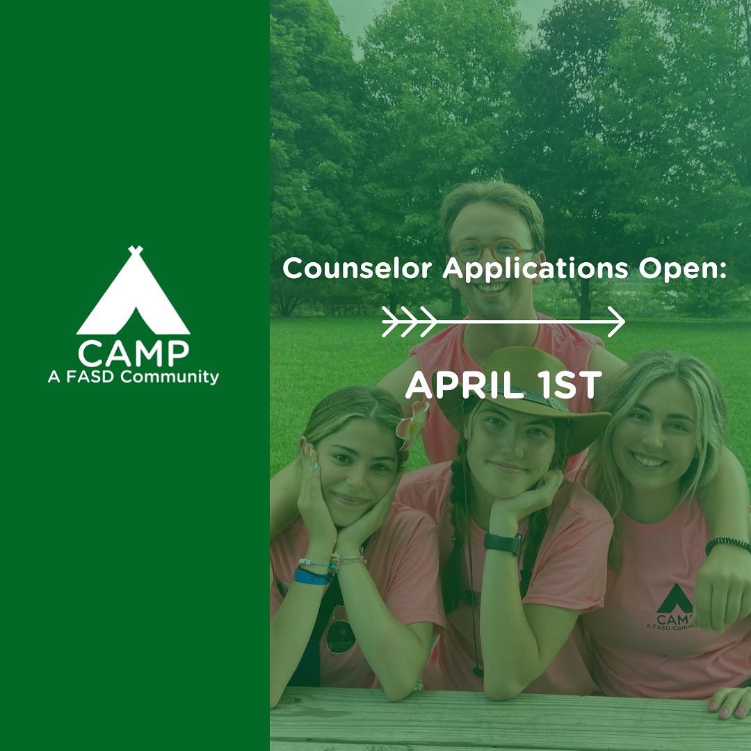 FASDCamp's tweet photo. Our camper and counselor applications are officially opening soon for #CAMP2022 ! Please join our program interest form to get the most up to date information. Link is in our bio! 🏕 https://t.co/CThSnOPJux