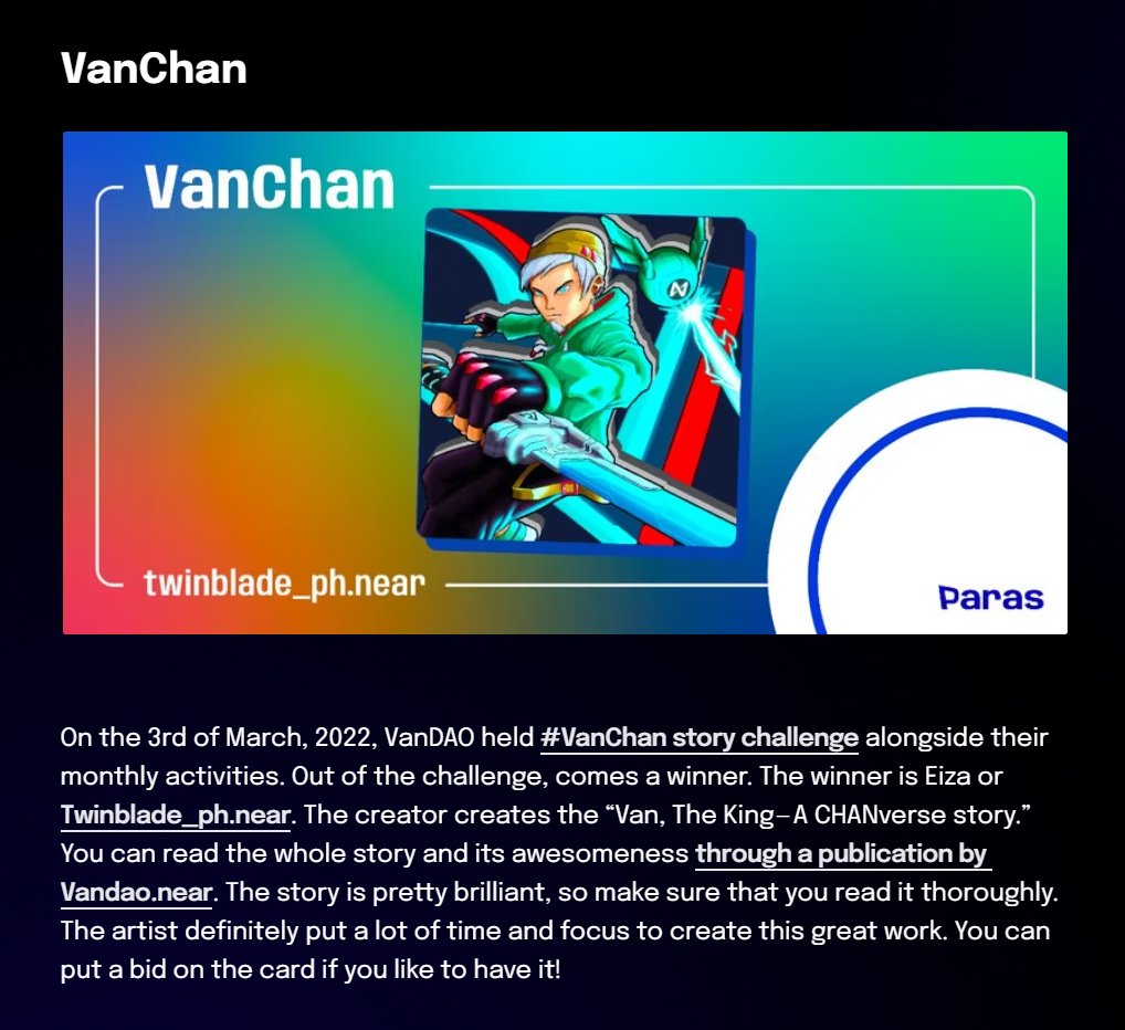 vandigital's tweet photo. Hey @ParasHQ thanks for the mention in your latest publication! #VanCHAN in full effect 💯 with @eiza_coniendo ^ @TwinbladePH doing some amazing work! Our next challenge will have a Music NFT 🚀
https://t.co/l66C0C7hY7 https://t.co/3EcEh7gRLj
