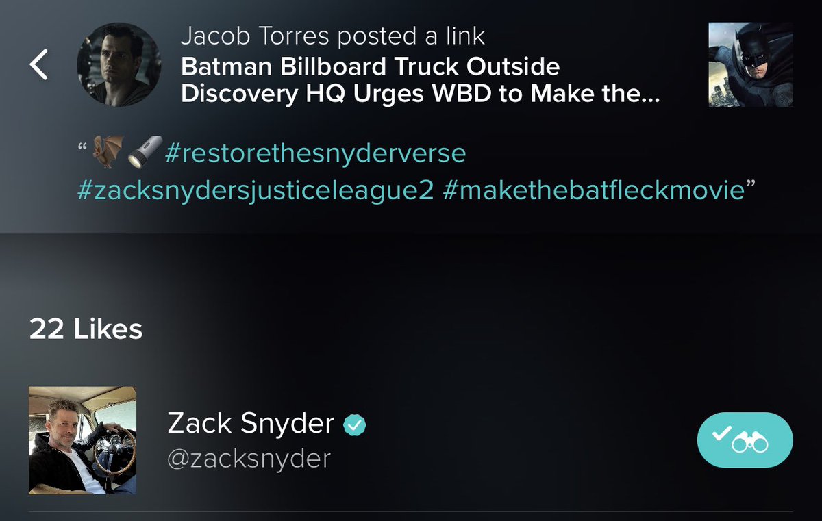 BatfleckMovie's tweet image. @Discovery and David Zaslav aren’t the only ones who noticed the #MakeTheBatfleckMovie billboard truck today 👀 
The boss @ZackSnyder