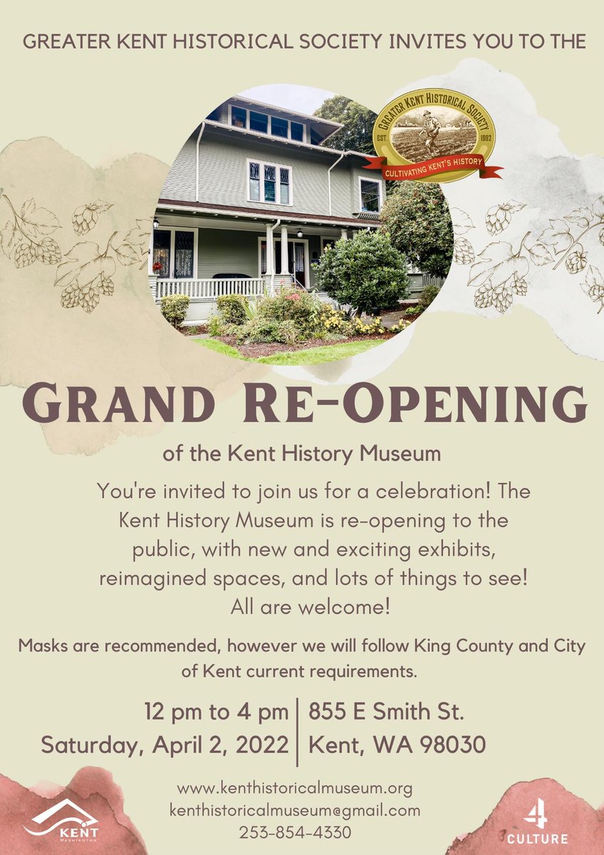 Don't miss the Kent History Museum grand re-opening event hosted by the Greater Kent Historical Society! 🎉

📅 Saturday, April 2
🕙 12 p.m. - 4 p.m.
📍 855 E Smith St.

There are some new and exciting exhibits and reimagined spaces to check out!