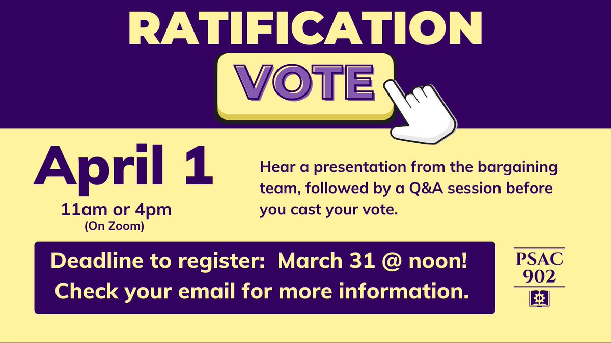 The Bargaining Committees of PSAC Local 902 &amp; WLU reached a tentative Collective Agreement on 23/04/2022. If ratified by members, this will be our first Collective Agreement. 

Check your email for the ratification package and details on voting, which takes place on April 1.