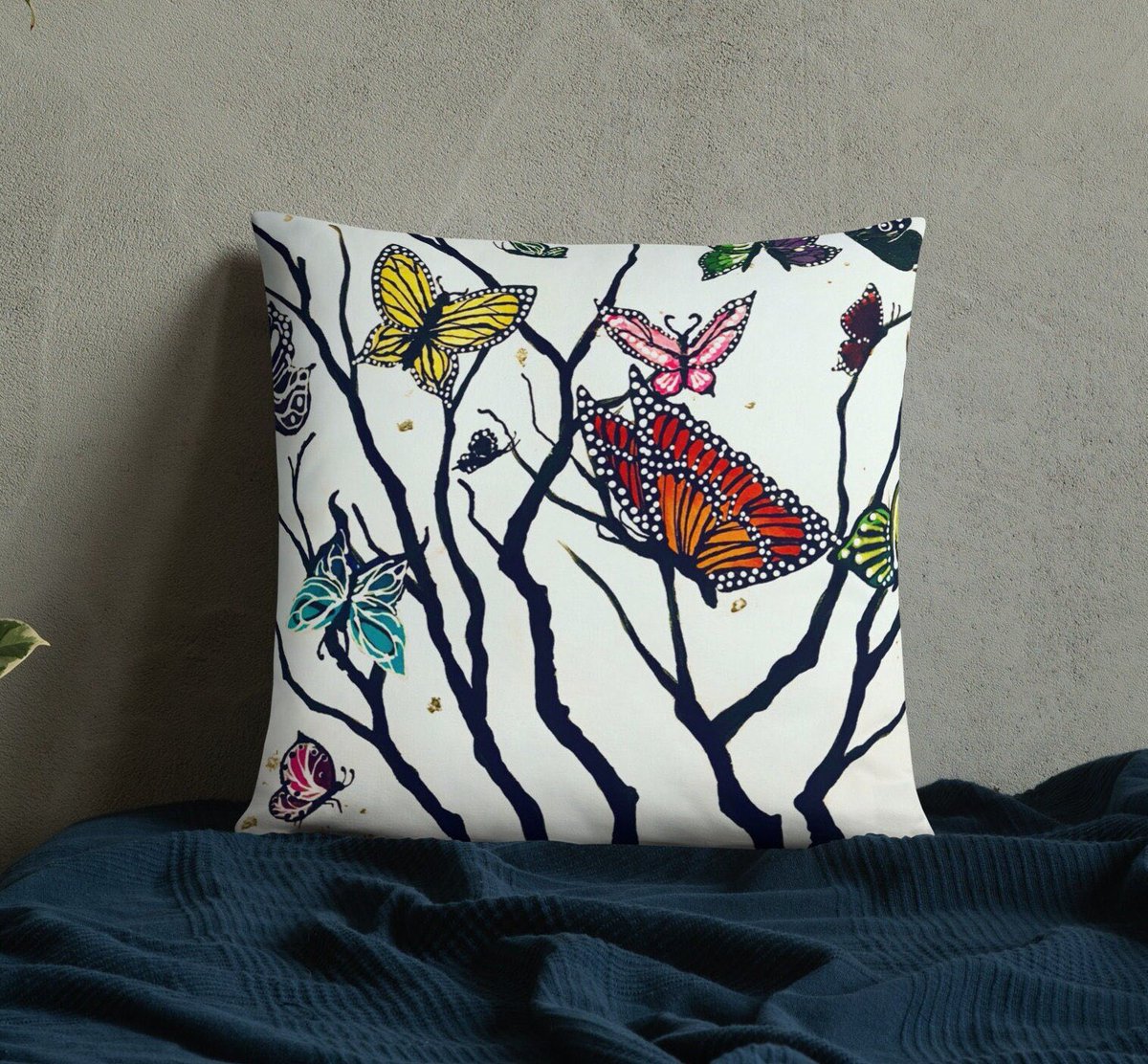 Butterfly Soft Throw Pillow / Butterfly Garden Accent Neckroll #butterflypillow  #animaldecor #decor #sale #forsale  #monarch #bedroom #pillow #twigs #etsy #butterflies  etsy.me/36ZBpYw