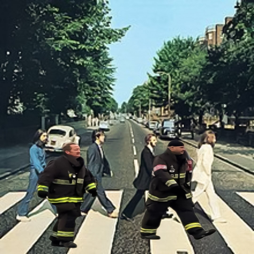 old_walnut's tweet image. Mouch and Cruz on Abbey Road.