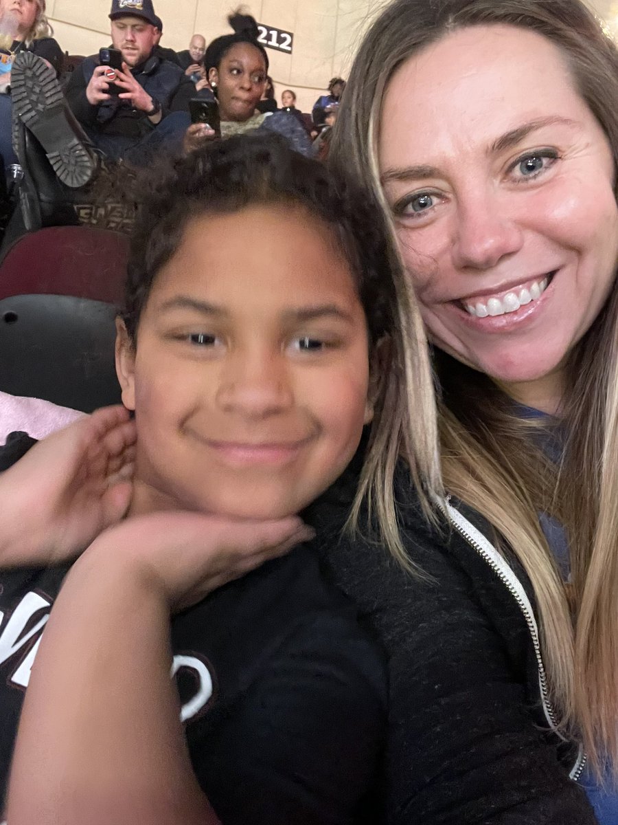 MaureenN's tweet photo. Lydia’s first @cavs game! #letemknow https://t.co/4nLQMbtcVL