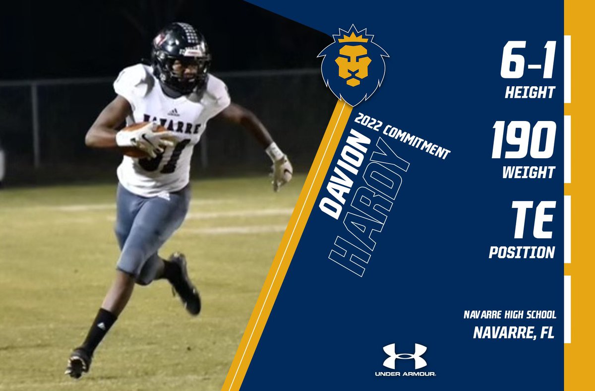 DavionHardy's tweet image. Blessed to announce my commitment to Warner University🦁‼️@WarnerUFootball @coach_pi @CoachTC22 @navarresports @NHSRaidersFB @BLester1993