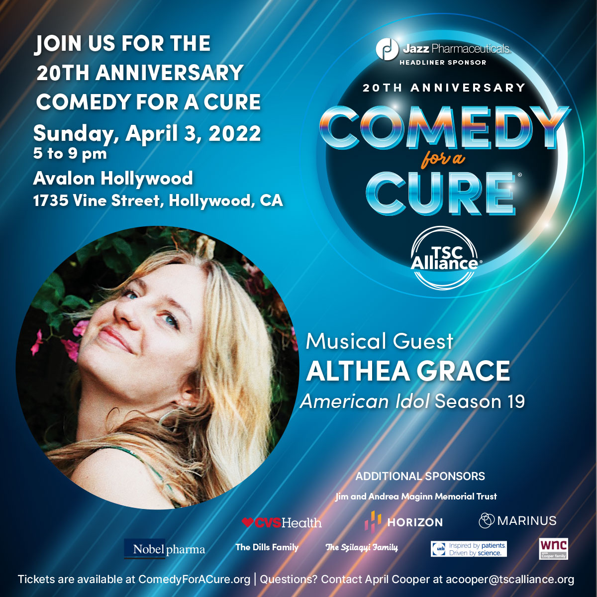 tscalliance's tweet photo. This #MusicMonday we are spotlighting @altheagmusic, who will be performing at the 20th Anniversary Comedy for a Cure® on Sunday, April 3 at the Avalon in Hollywood, CA!
Learn more at https://t.co/3Y6w5eTd14. #comedyforacure https://t.co/qLNm0wWo0o