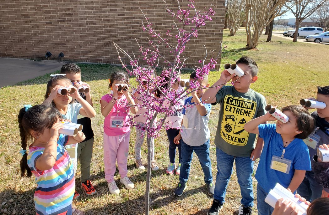 Looking for signs of Spring with our toilet paper roll binoculars <a href="/granburyisd/">Granbury ISD</a> <a href="/emmaelem/">Emma Roberson Elementary School</a>