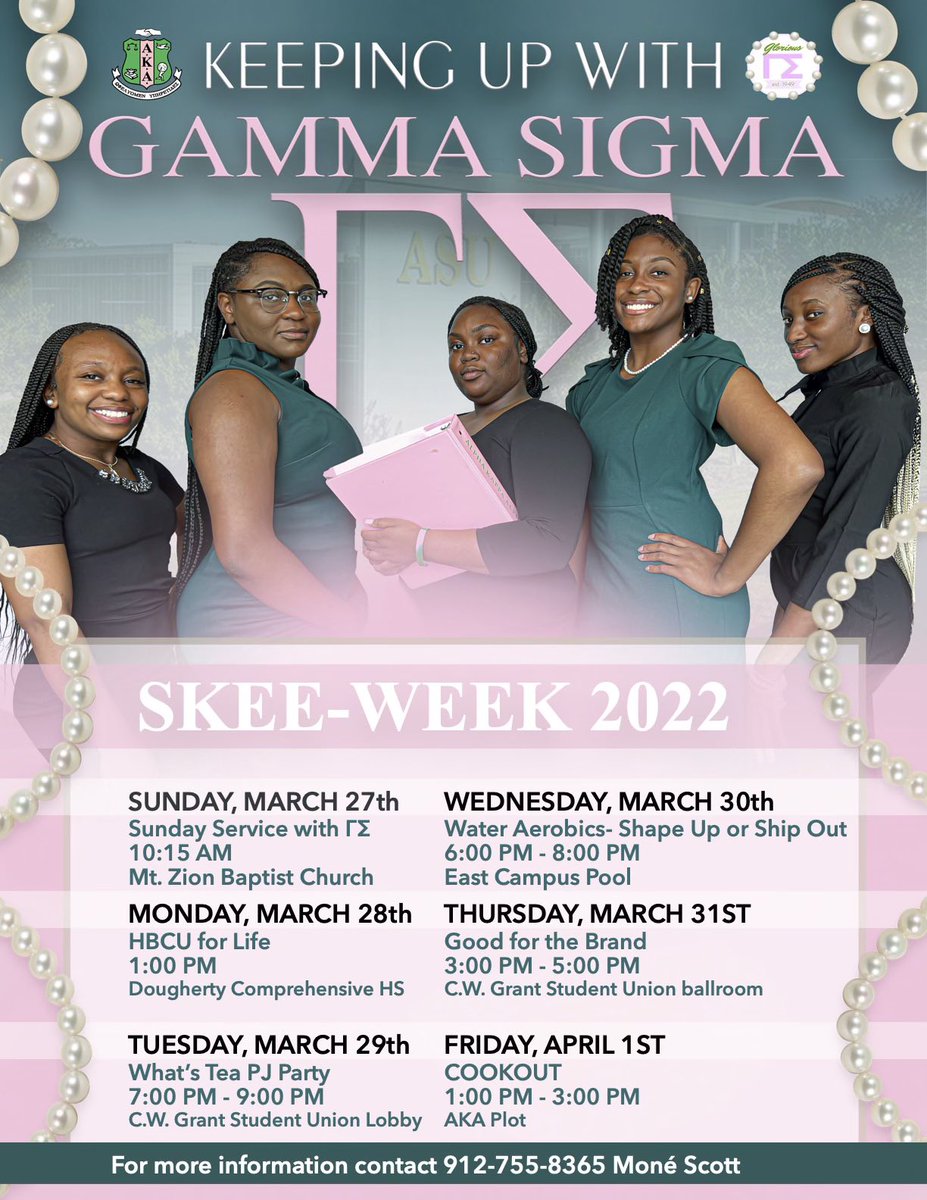Keep Up With Gamma Sigma💚💗
•
•
The most anticipated week of the year is here ! Join the ladies of The “Glorious” Gamma Sigma chapter of Alpha Kappa Alpha Sorority Incorporated as we host a week full of events! We can’t wait to see you there!💗💚 #ASUTWITTER