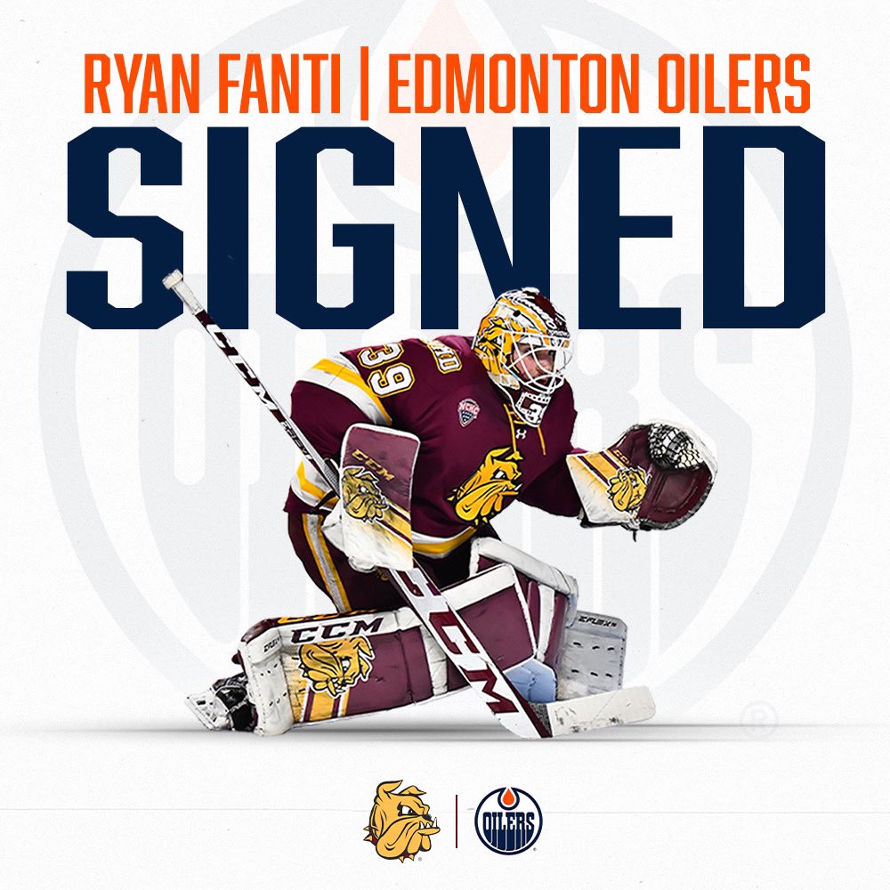 Congrats to <a href="/Fanti_29/">Ryan Fanti</a> on signing with the <a href="/EdmontonOilers/">Edmonton Oilers</a>! Best of luck at the next level #BulldogCountry