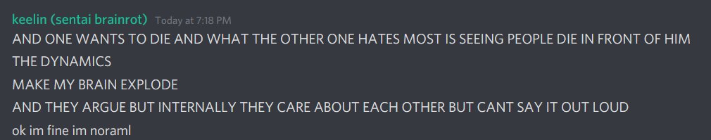 having a completely normal one about kunikidazai on discord 