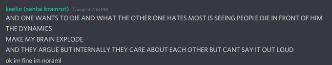 having a completely normal one about kunikidazai on discord 