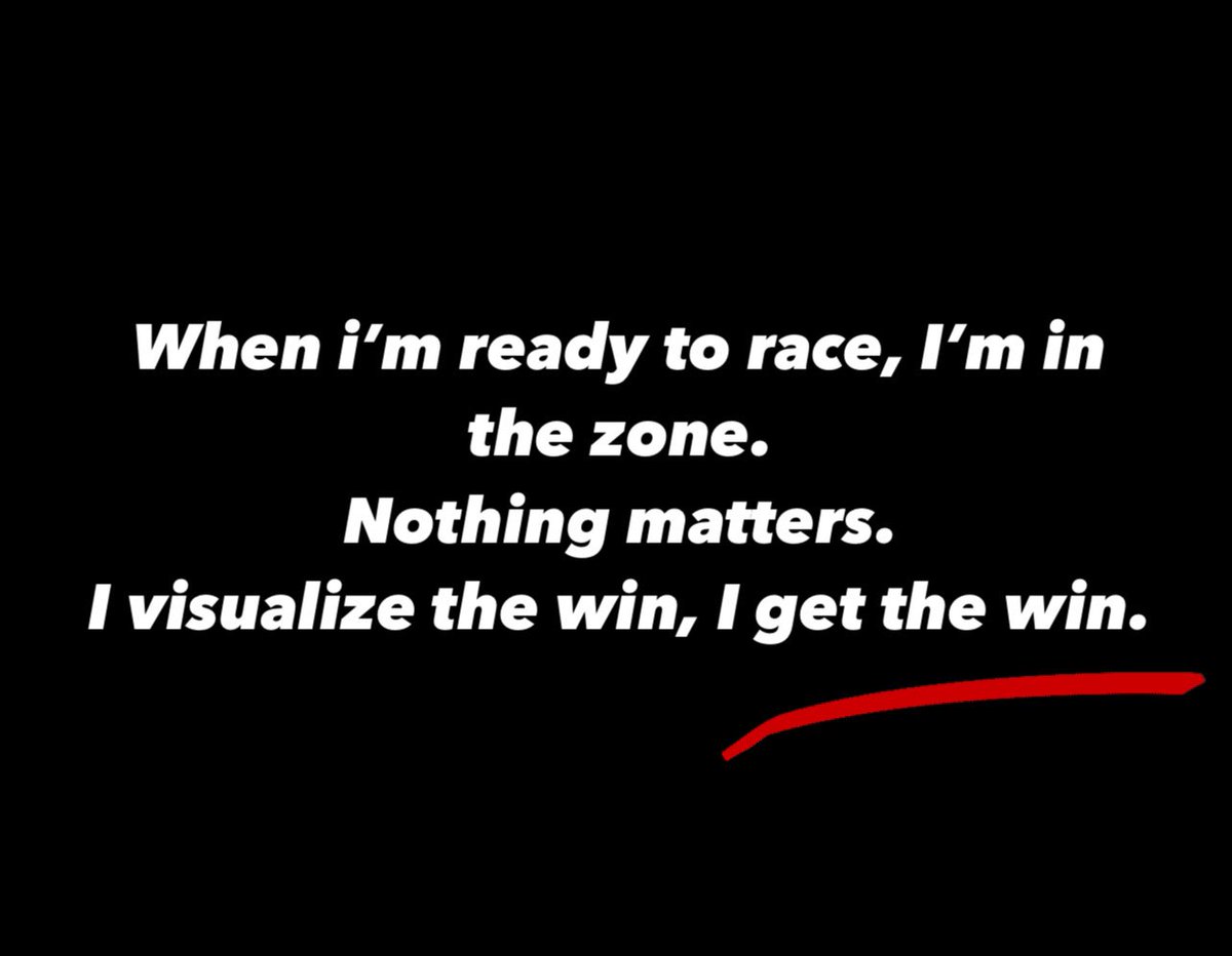 eseadviso's tweet photo. When i’m ready to race, I’m in the zone. Nothing matters. I visualize the win, I get the win.💪 #race #win 

Mücadeleye hazır olduğumda, alanıma girerim. O an artık hiçbir şeyin önemi yoktur. Kazanacağımı gözümde canlandırır ve gider kazanırım.💪 #mücadele #kazanmak https://t.co/rngfL5JuOv